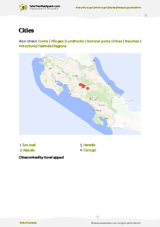 example page 6 from our offline Travel Guide for Costa Rica